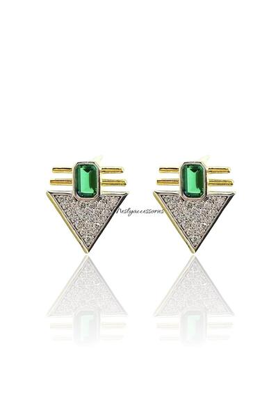neslyaccessories أقراط بتصميم العلامة التجارية من سلسلة Vip باللون الأخضر