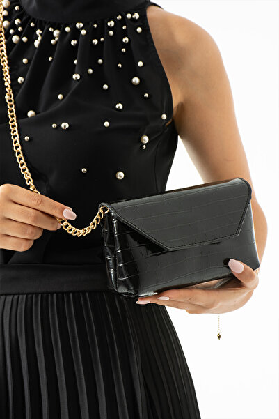 İAMBTŞY Kadınlar için Moda Mini Altın Timsah Desenli Çapraz Çanta, Retro ve Ç...