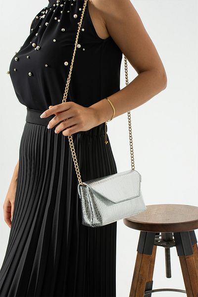 İAMBTŞY Mini geantă crossbody cu model crocodil auriu - model retro și versatil pentru femei