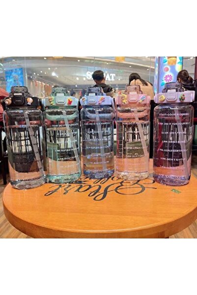 BLUE SİDE Şeffaf Motivasyonel Matara 2000 ml Suluk Su Şişesi BPA Free Suluk M...