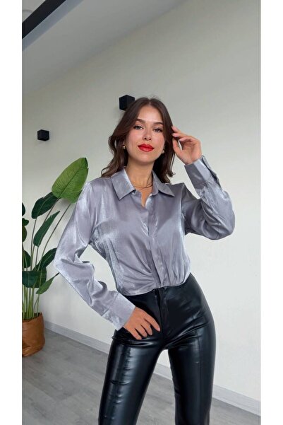 Arestill Parlak, Crop, Saten Gömlek-2