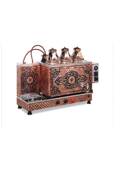 sistem Osmanlı 3 Demlikli Bakır Çay Kazanı Bakır Davlumbaz 3 Adet Bakır Demlik Set Fırsat Kampanyası