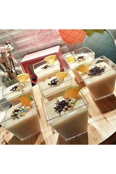 SURPRISE PARTY STORE 200 Cc Mica Plastic Cubic Prism - Transparent Lidless Presentation Container,.10* Pieces Dessert and Appetizer and Salad Bowl