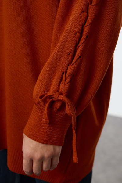Trendyol Modest Cinnamon Colored Knit Detailed Sweater - TCTAW25AK00030