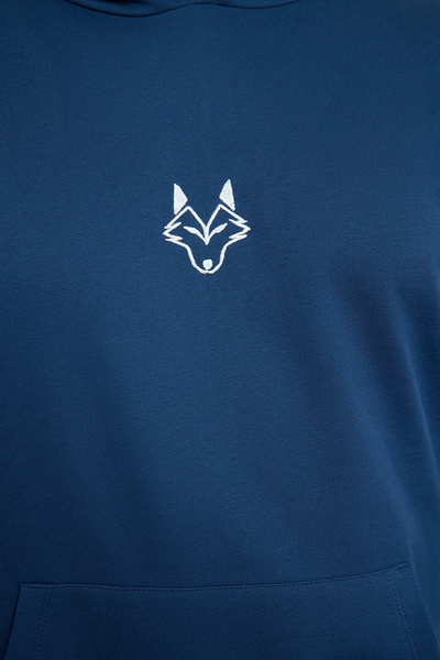 Trendyol Collection Hanorac supradimensionat din fleece cu glugă Indigo - TMNAW25AO00006