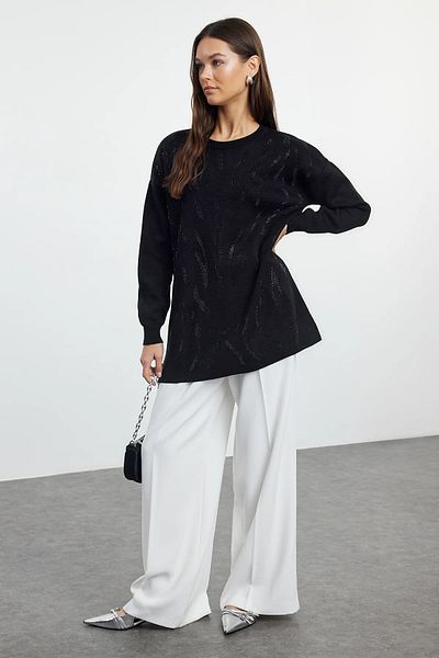 Trendyol Modest Pulover de tricotaj - brodat cu piatră neagră, TCTAW25AK00043
