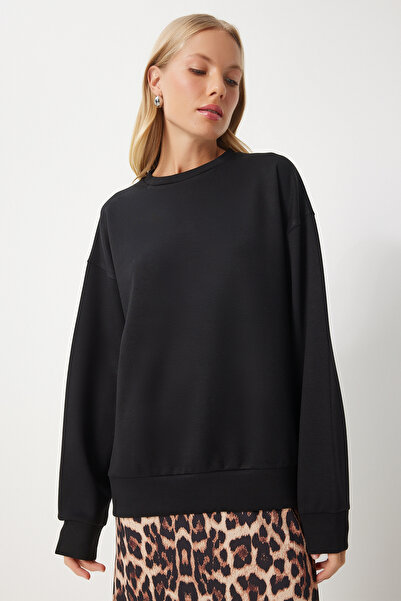 Happiness İstanbul Μαύρο πλεκτό φούτερ Modal - Γυναικείο, Εποχιακό, AN00212