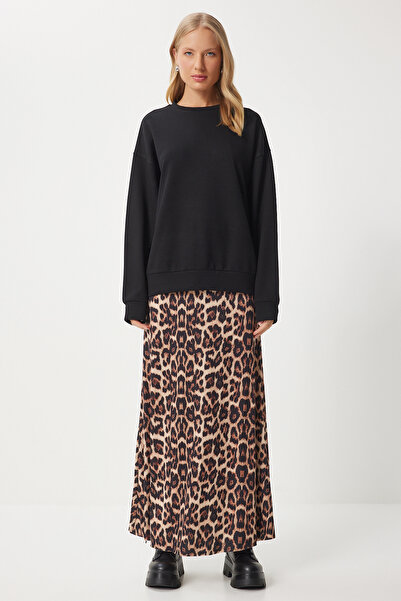 Happiness İstanbul Μαύρο πλεκτό φούτερ Modal - Γυναικείο, Εποχιακό, AN00212