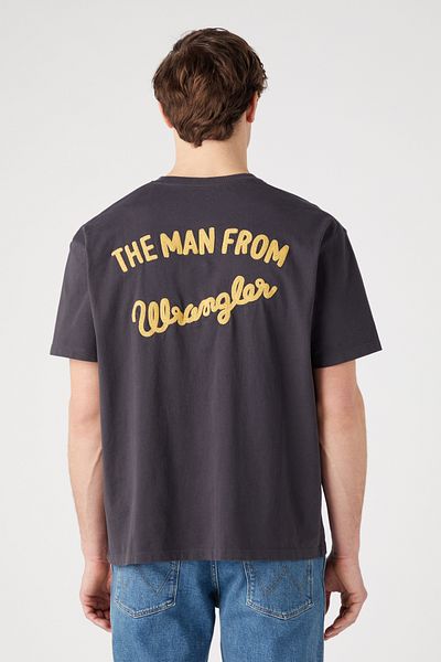 WRANGLER Černé tričko Slogan - střih