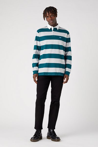 WRANGLER Ls Rugby Polo Light Grey Melee - Pohodlný střih