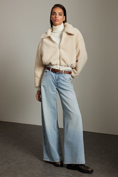 Trendyol Collection Plyšový kabát Ecru - Regular Fit Twoaw25Mo00058