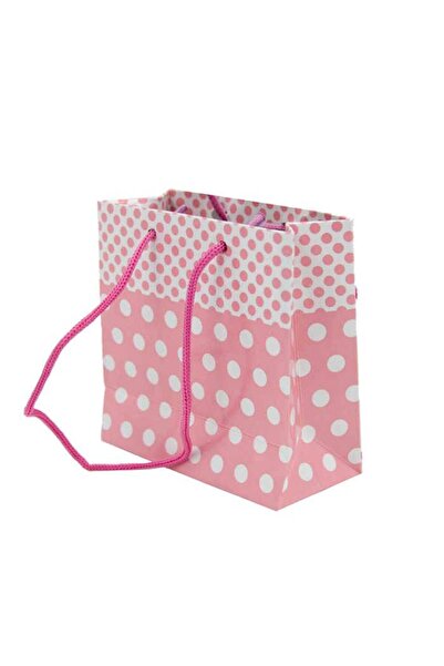 tüfekçioğlu KS 11x17 cm Puantiyeli Pembe Renk Tutma İpli 25 li Karton Çanta