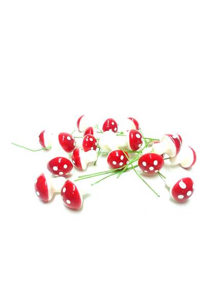 tüfekçioğlu KS Küçük Kırmızı Renk Mantar Süs 1,5 Cm 20 Adet