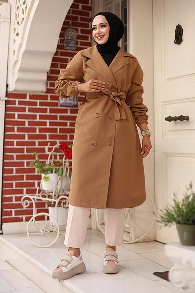 MİSSKAYLE Camel Epaulet Detailed Trench Coat - 4432