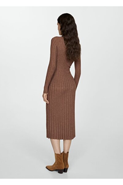 MANGO Woman Perkins yaka ribana elbise