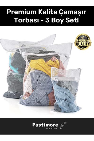 Pastimore Premium Quality Washing Colorful Zippered Mesh Laundry Bag Dirty Clean Basket 3 Pieces