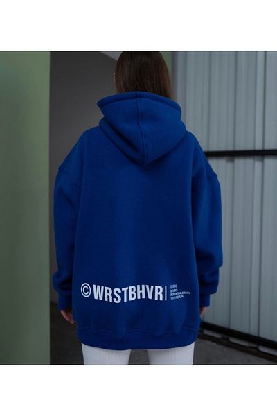 NO 601 Women's Saxblue Wrstbhvr Printed Oversize Sweatshirt
