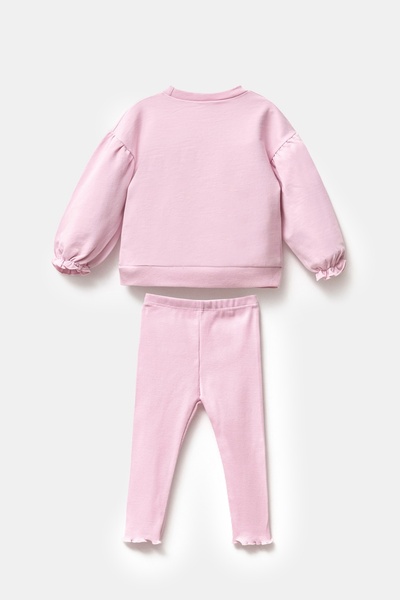 Minipodyum Mevsimlik Uzun Kollu %100 Pamuk Sweat Alt Üst Kız Çocuk İkili Taytlı Takım 1-4 Yaş