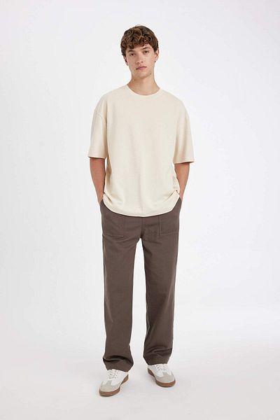 DeFacto Μπλουζάκι DFC - Heavy Fabric Crew Neck Oversize