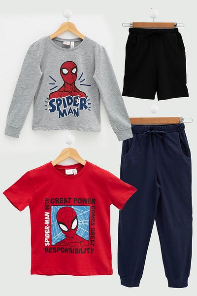 for you kids 4-Piece Spider-man Tshirt Shorts Trousers Set