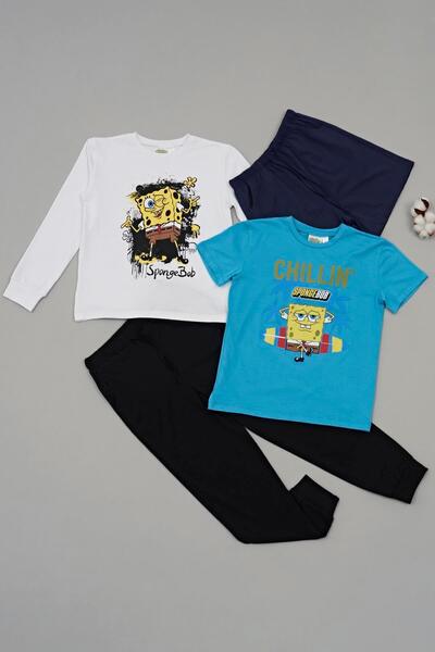for you kids Set de 4 bucăți cu tricouri, pantaloni scurți, cu imprimeu SpongeBob