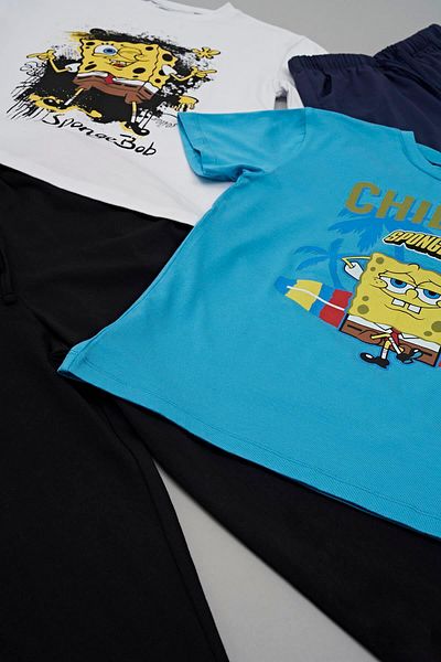 for you kids Set de 4 bucăți cu tricouri, pantaloni scurți, cu imprimeu SpongeBob