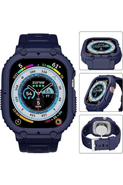 mimtec Apple Watch 3 4 5 6 7 8 9 Ultra 2 Se 44 45 mm Uyumlu Kordon Ultra Korumalı Armor Zırh Silikon Kordon