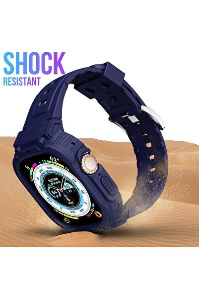 mimtec Apple Watch 3 4 5 6 7 8 9 Ultra 2 Se 44 45 mm Uyumlu Kordon Ultra Korumalı Armor Zırh Silikon Kordon