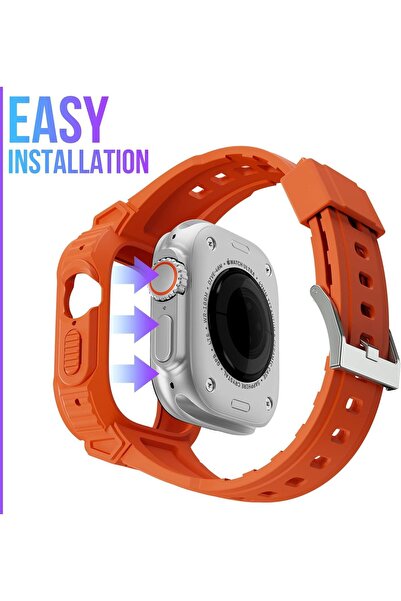 mimtec Apple Watch Ultra Ultra 2 Uyumlu 49mm Uyumlu Kordon Ultra Korumalı Armor Zırhlı Silikon Kordon