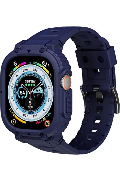 mimtec Apple Watch Ultra Ultra 2 Uyumlu 49mm Uyumlu Kordon Ultra Korumalı Armor Zırhlı Silikon Kordon