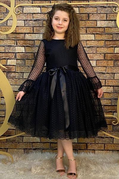 ABİYEKİDS Παιδικό βραδινό φόρεμα Black Princess Model - Aby4441