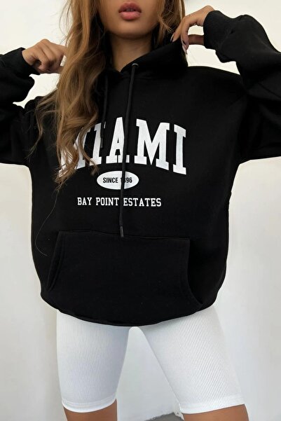 NO 601 Чорна жіноча толстовка з принтом Miami