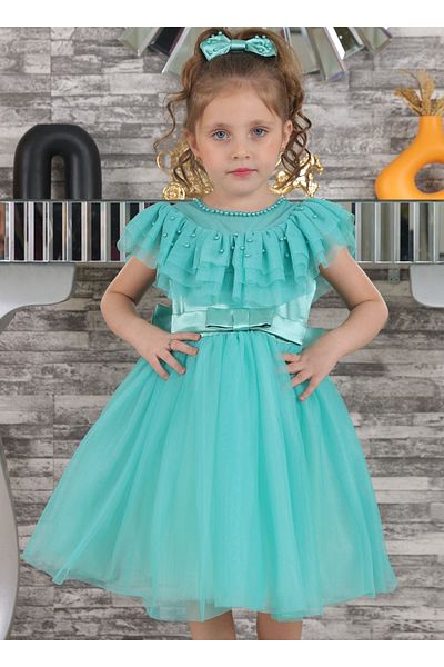 TREEMASS girl's dress Tulle and satin with pearls Lycra tulle kids