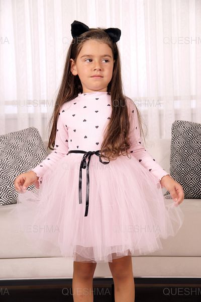 QUESHMA Rochie tutu pufoasă prințesă cu inimă - elastică și cu mânecă lungă