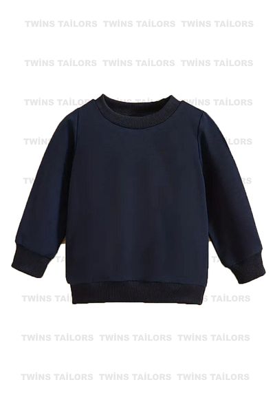 twins tailors Детски ученически суитшърт с кръгло деколте, унисекс сиво-синьо-черен пакет от 3 бр.
