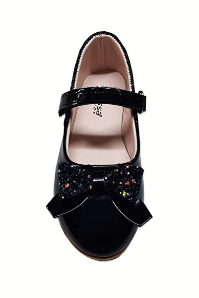 welissa Black Patent Leather Ballerinas - Girl's Glitter Patent Leather Ballerinas