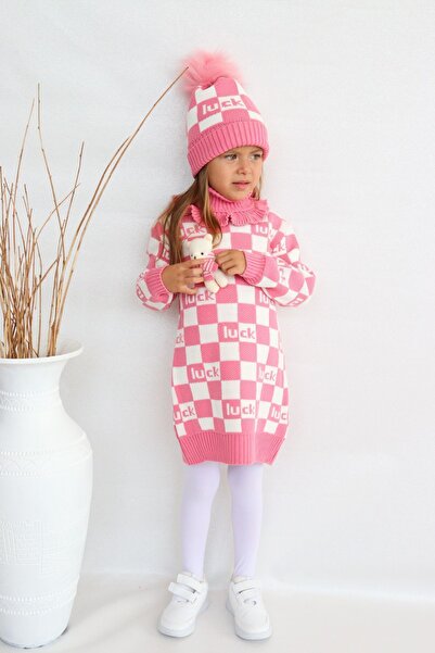 Sevimli Girl's Knitwear Sweater with Beret and Neck Collar - Set of 3