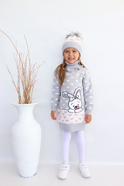 Sevimli Girl's Knitwear Sweater with Beret and Neck Collar - Set of 3