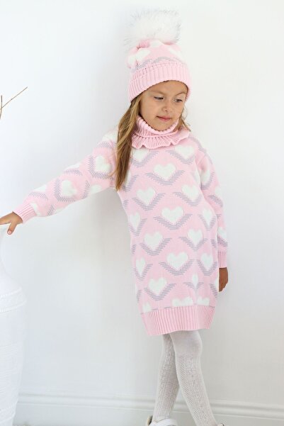 Sevimli Girl's Knitwear Sweater with Beret and Neck Collar - Set of 3