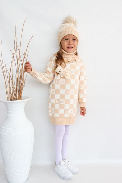 Sevimli Girl's Knitwear Sweater with Beret and Neck Collar - Set of 3