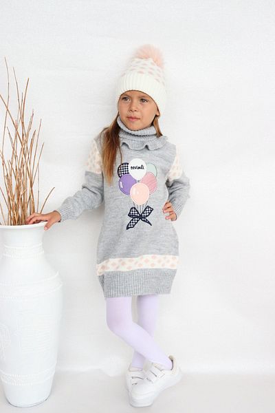 Sevimli Girl's Knitwear Sweater with Beret and Neck Collar - Set of 3