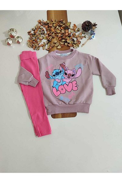 Asel Love Printed Stitch Girl's Set with 2 Thread Fitt