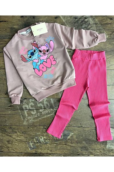 Asel Love Printed Stitch Girl's Set with 2 Thread Fitt