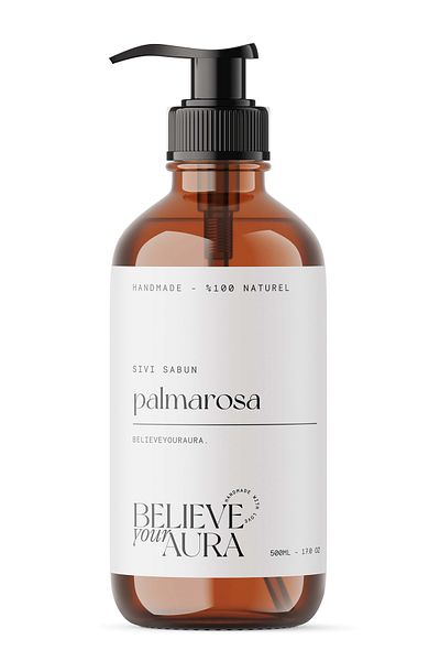 Believe Your Aura Natural Hand and Skin Liquid Soap with Palmarosa Plant Extract - Aloe Vera Extract with Vitamin E Additive - 500 ml