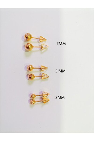 İdeal Sarraf 14 Ayar Altın Mini Vidalı Top Küpe 0.45 gr 0.3 Mm