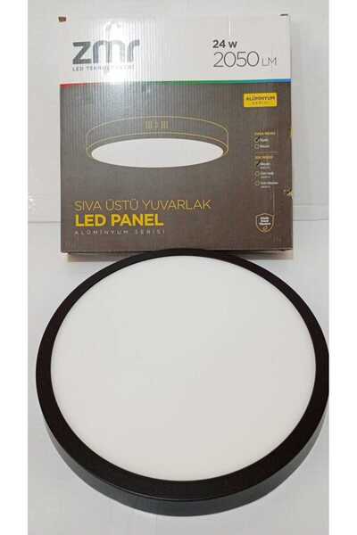 ZMR sıva üstü yuvarlak led panel 24w siyah kasa beyaz ışık