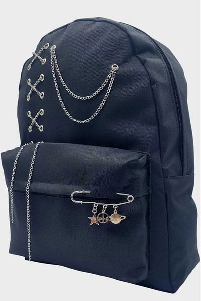 Uniquerrs Black UniSex Chain Backpack