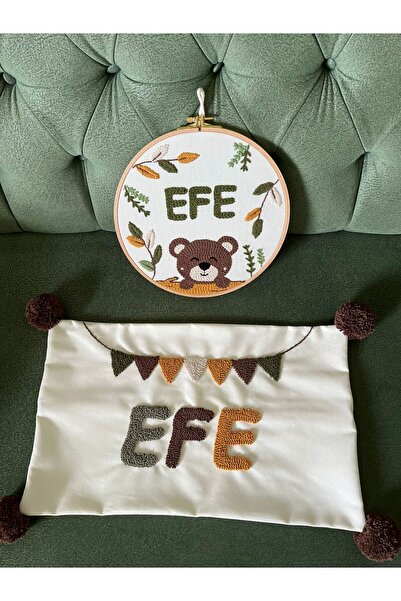 punch passion İsimli Bebek kapı süsü-takı yastığı takımı, punch nakışlı (İÇ D...