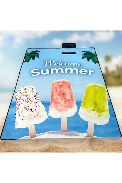 iyonk home 150-200 Cm Children's Sea and Beach Supplies - Beach Mat, Sand-repellent Beach Cover, Beach Cushion