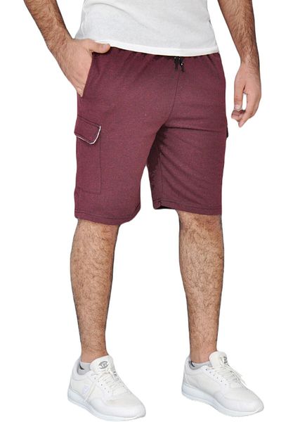 wingetstar Men's Burgundy Two Thread 85% Cotton 15% Polyester Comfortable Fit Casual Cargo Pocket Bermuda Shorts